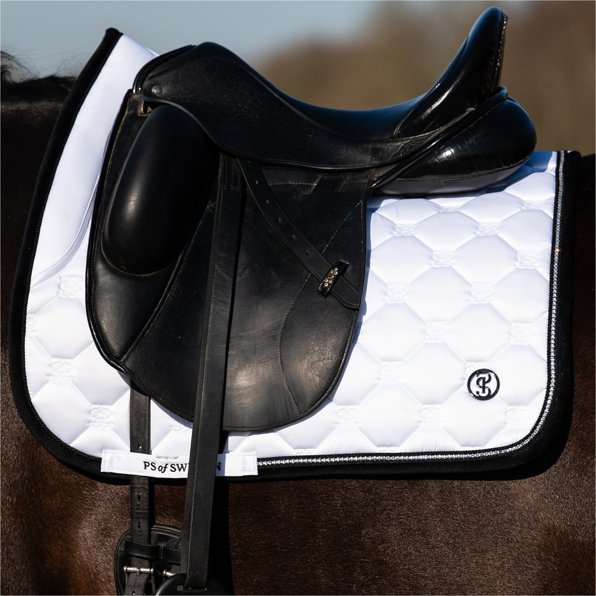 2025 PS of Sweden Vintage Monogram Dressage Saddle Pad 1110-120-090 - White / Black